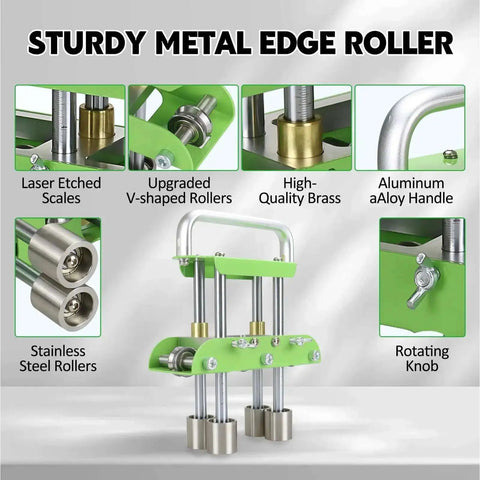 Sturdy metal roller bender showing laser etched scales and stainless steel rollers, part of Pro Grade Metal Roller Bender Kit For 0 To 90 Degree Bends