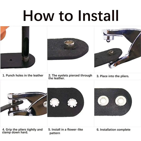 Step-by-step guide using Half Inch Grommet Tool Kit With 150 Eyelets And Hole Punch Pliers For Fabric Leather And Canvas Gold And Silver Metal Eyelets Pro Installation Set For DIY Projects And Professionals.