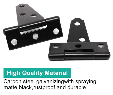 Six Pack 2 Inch T Hinges For Doors And Gates In Outdoor Black Finish Heavy Duty Carbon Steel Construction Rustproof Durable