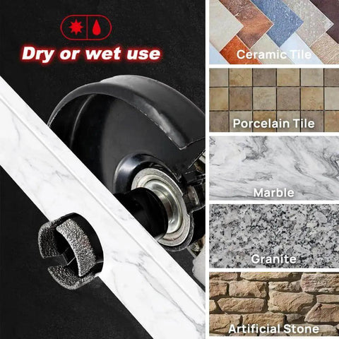 Tile Hole Saw Kit Pro Grade Diamond Core Drill Bits Set With Nine Diamond Bits for dry or wet use on various surfaces