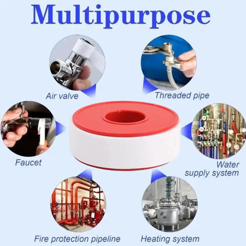 3 Pack 15M 1 Inch PTFE Thread Seal Tape For Plumbing And HVAC Waterproof Seal Tape Heavy Duty Leak-Proof Plumber Grade Fits Most Threaded Pipes And Fittings 6x2.4cm shown with usage examples