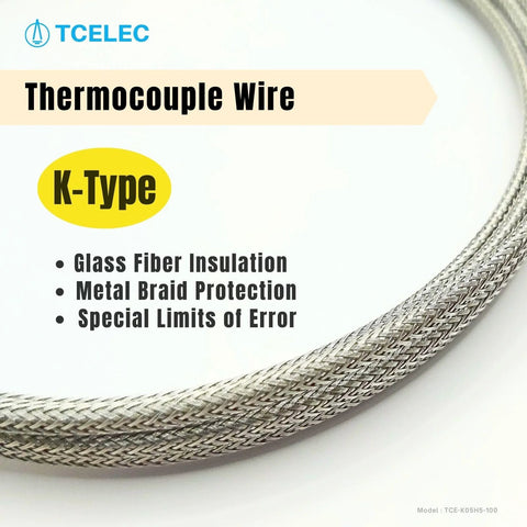 TCELEC K-Type thermocouple wire with stainless steel braided sheath