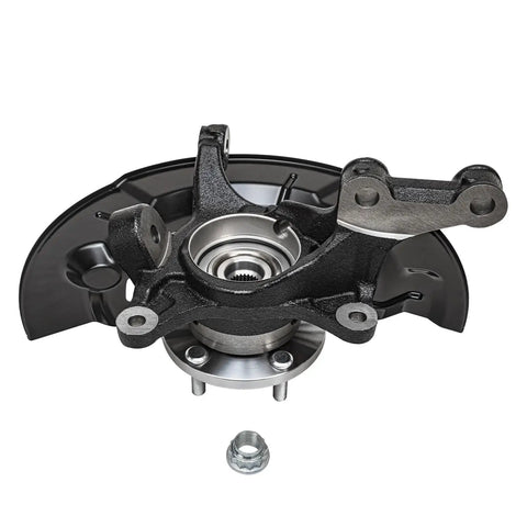 Front view of Front Steering Knuckles and Wheel Bearing Hub Assembly Replacement Kit for 2012 through 2017 Toyota Camry SE and XSE models.