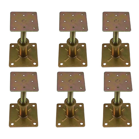 Beefy Built Tough Adjustable Floor Jacks 4.3 To 6.6 Inch Range For Leveling Stairs Porches Decks And Crawl Spaces Galvanized Screw Post Poles 4500 Lb Capacity Six Pack