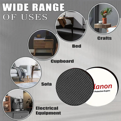 Non Slip Furniture Pads 16 Pack Two Inch Grippers For Hardwood Floors And Tile shown with various household uses.