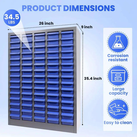 75 Drawer Nut And Bolt Bins Organizer With Alloy Steel Construction Double Groove Anti Fall System Labels And Dividers