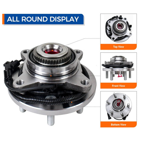 Front Wheel Hub And Bearing Assembly For 2015-2017 Ford F-150 4WD With ABS, 6-Lug shown in different views