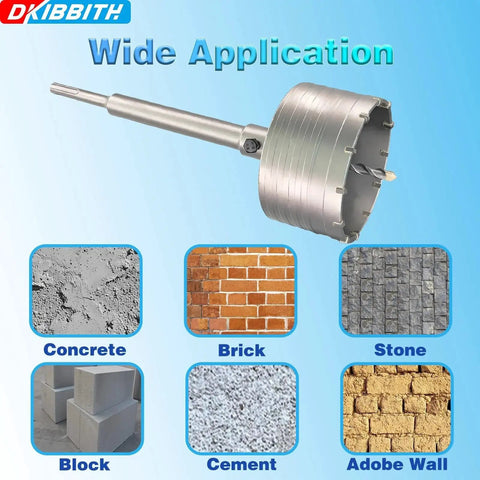 4 Inch Concrete Hole Saw Kit With SDS Plus Shank Tungsten Steel Core Bit For Cinder Block Brick Rock Plank Walls Applications