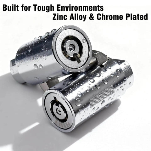 Two Pack Vending Machine Locks Keyed Alike With Six Identical Keys For Soda Snack Candy Machines And ATM Cabinets, close-up view