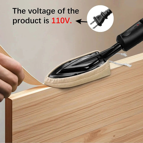 Edge Banding Iron with LCD Display for Furniture Edges and Models, adjustable temperature, sealing iron close-up in use