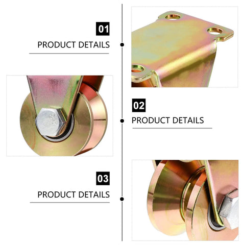 Close-up of Heavy Duty V Type Gate Pulley Block With Steel Groove Track Wheel Two Pack Sliding Door Roller Set For Rail Door Hardware