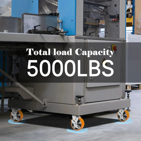 Beefy 6 Inch Industrial Grade Heavy Duty Caster Set Of Four With Brakes, 1250 Lbs Per Caster, 5000 Lbs Total Capacity under machine