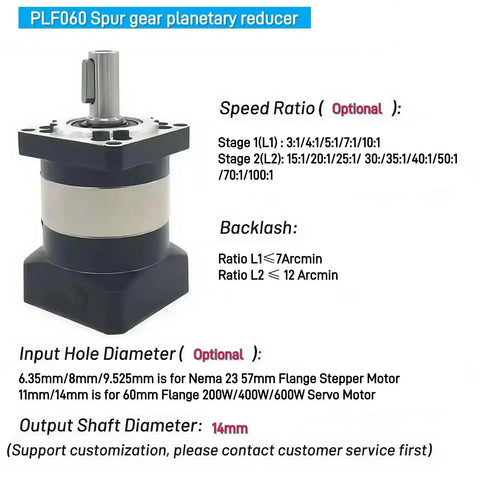 High Torque 10 To 1 Planetary Gearbox With Low Backlash 7 Arc-Min 16 Nm 4000 RPM Speed Reducer for Nema 23 Stepper Motors