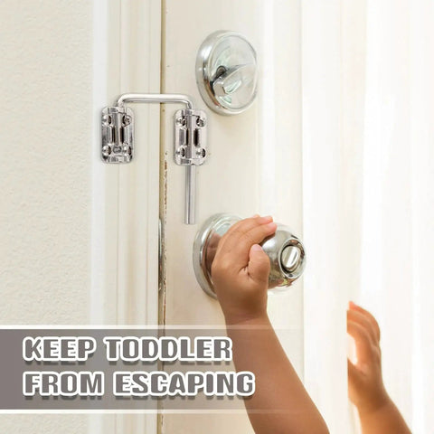6 Pack Sliding Door Lock Set 2 Inch Drop In Loop Latch For Sliding Glass Patio Doors French Doors And Storm Doors Secure Safety Lock Kit Easy Install Silver Ideal For Apartments And Homes Provides Secondary Protection Weather Resistant Durable installed on door with child reaching for handle