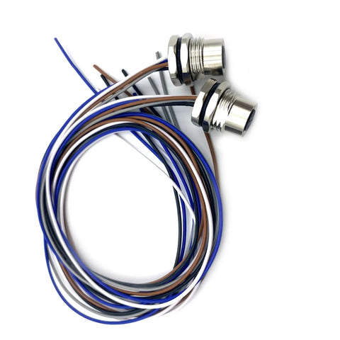 2Pcs 0.5 Meter M12 5 Pin A Coded Female Front Mount Connector Cable IP67 Waterproof UnShielded Straight Aviation Socket Sensor
