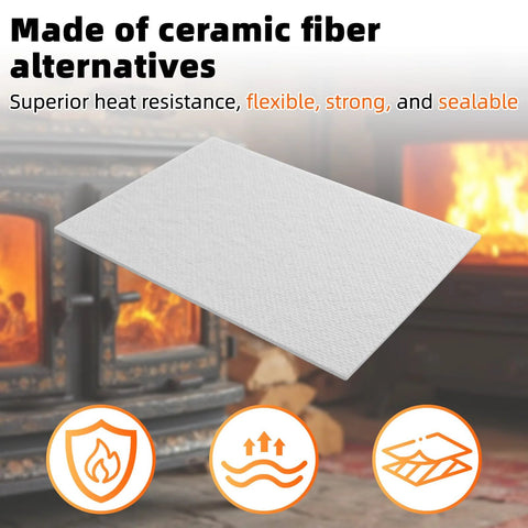 White high-temp gasket paper sheet, 7 x 10 in, 1/8 in thick, ceramic fiber alternative for wood stoves