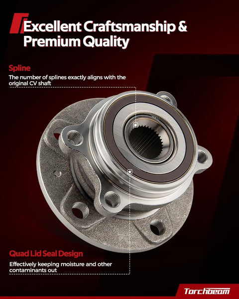 Front Wheel Hub Bearing Assembly For Subaru Forester 2009 2010 2011 2012 2013 2014 Impreza 2008 2009 2010 2011 2012 2013 2014 XV Crosstrek 2013 2014 5 Lug Wheel Hub Bearing Replacement close-up view.