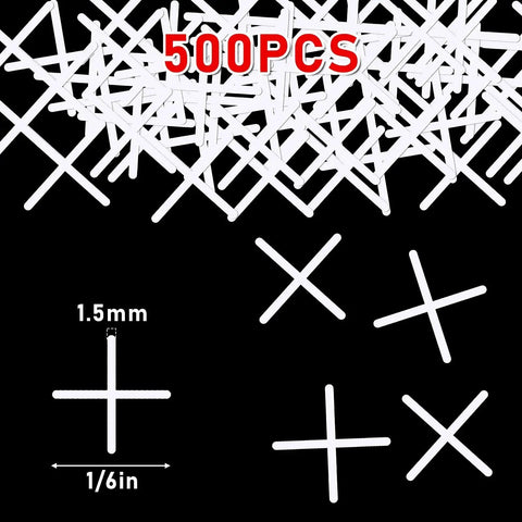 One Sixteenth Inch Tile Spacers Set, 500 Pcs Cross Tile Leveling Clips for Ceramic Tile Installation on Floors and Walls