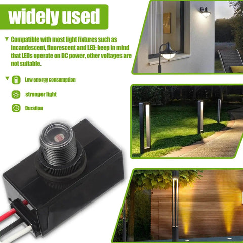 Dusk To Dawn Outdoor Lighting Sensor With Photoelectric Switch Photocell For Hardwired Post Lights 120 277V on display in various settings