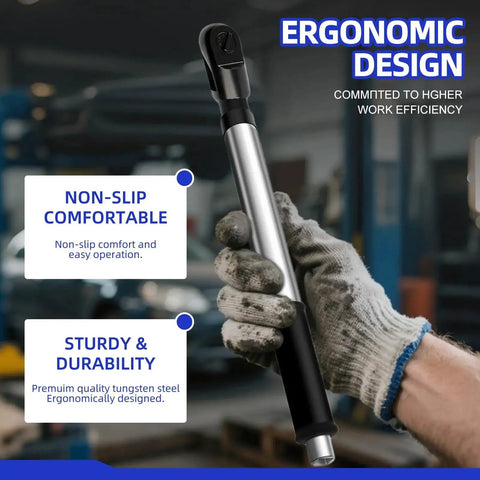 Worker holding Half Inch Offset Extension Wrench Impact 3 In 1 Manual Electric Pneumatic Ratchet for Narrow Spaces, ergonomic design