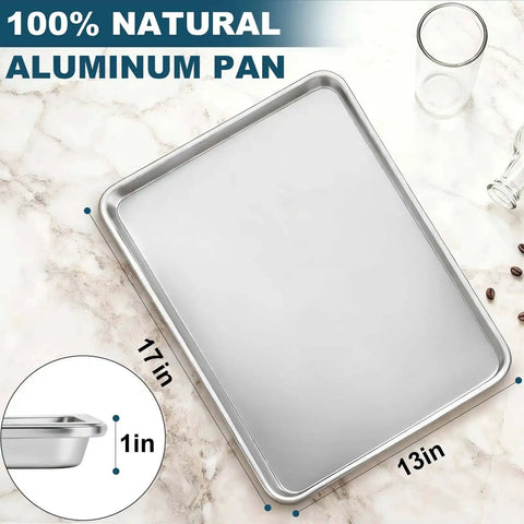Six Pack Half Size Aluminum Baking Sheets Set For Oven Roasting PFOA PFOS PTFE Free Bare Aluminum Heavy Duty Trays