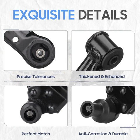 Front lower suspension control arms with ball joints and outer tie rods in black metal for multiple GM models