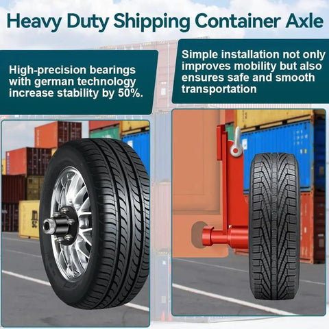 Heavy Duty 2 Pack Shipping Container Wheels Kit with 8-Lug Axles and Ratchet Tie Downs for Moving 20Ft to 40Ft Containers