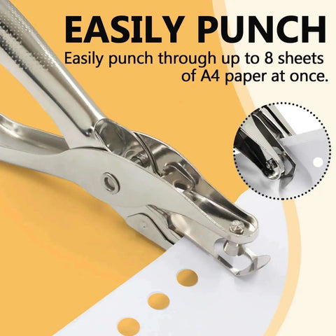 Two Piece Hole Puncher Set With One Eighth And One Quarter Inch Circle Punches For Paper Crafting and DIY Projects on paper