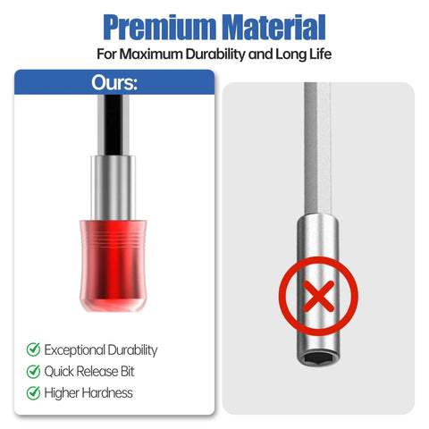 HUHAO 6-inch drill bit extension with aluminum sleeve and 1/4 hex shank; red metal housing.