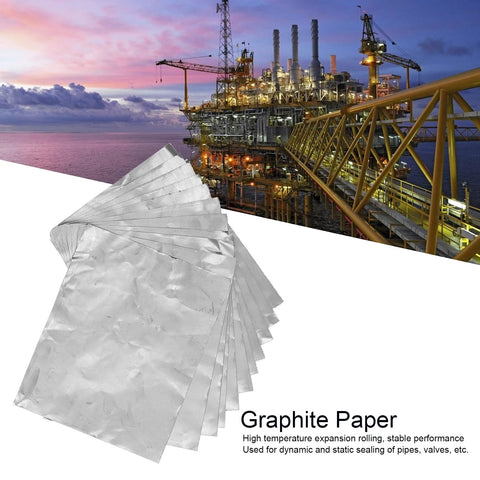 Graphite foil sheets, silver, 10 pcs, 250x200mm, for industrial dynamic and static sealing