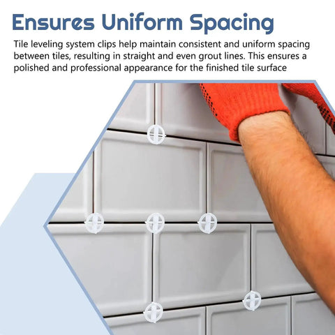 500-Pack Tile Spacers Set 1mm Removable Cross Spacers Corner Separators being used on tiles for even grout and level surface