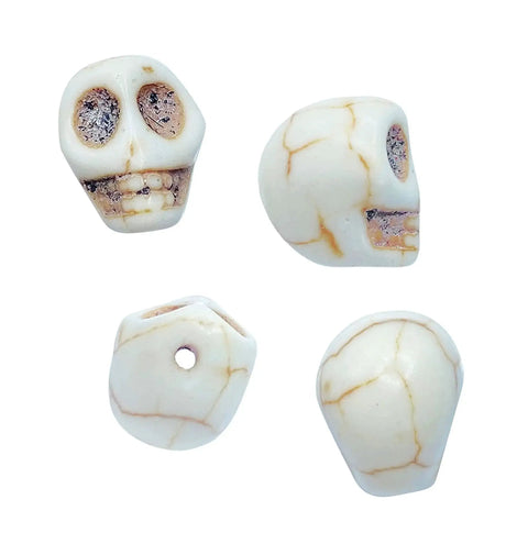 40 Pack 12mm White Skull Beads For Jewelry Making Howlite Skeleton Beads showcased in various angles for crafting necklaces and charms