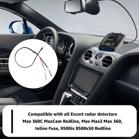 RJ11 Replacement Mirror Wire Power Cord For Escort Radar Detectors Compatible With Max 360C MaxCam Redline Interior View