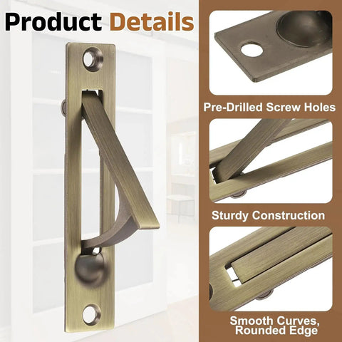 Five Pack Pocket Door Handles 304 Stainless Steel Edge Pulls Bronze Finish Includes Screws 44mm Length 87mm Hole Spacing