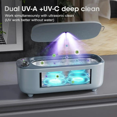 Pro Grade Ultrasonic Jewelry Cleaner With UV Light For A Deep Clean And Variable Frequency 47KHz To 50KHz in action