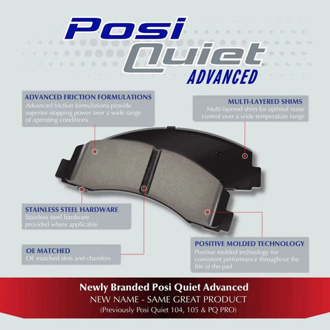 Rear ceramic brake pad set, Posi Quiet Advanced by Amazon, for select Cadillac/Chevrolet/GMC models