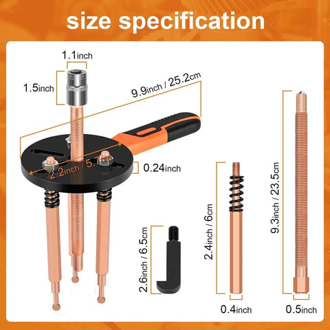 Size specifications of 33-In-1 Bearing Puller Kit Upgraded Heavy-Duty Wheel Bearing Removal Tool and Blind Hole Puller Set