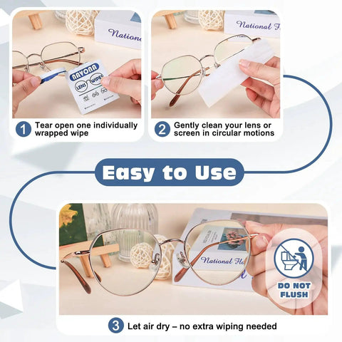 How to use Pre Moistened Eyeglass Lens Wipes Scratch Free Streak Free Cleaning For Glasses with step-by-step instructions.