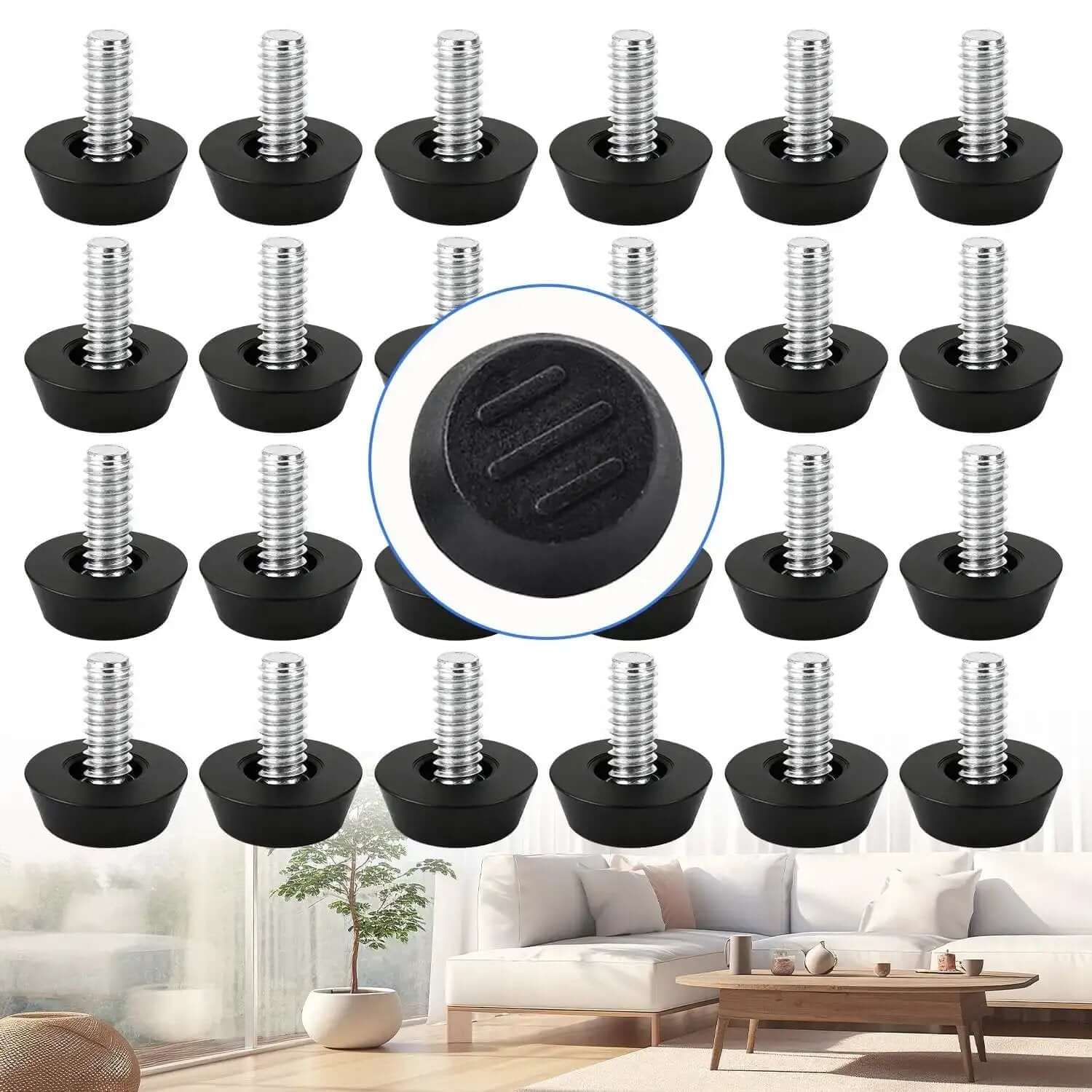 24 Pack Heavy Duty M6 Threaded Furniture Levelers Scre...