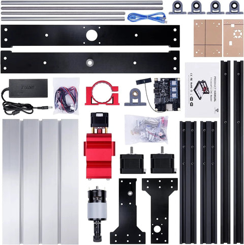 Components of Upgraded Metal Z Axis Desktop CNC Router For Engraving And Milling, All Metal 3 Axis Machine, 300mm X 180mm X 40mm Working Area