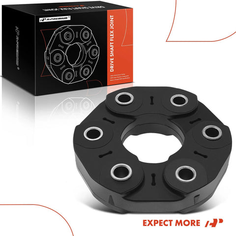 Drive shaft flex joint coupling, black six-bolt flange with silver bushings, A-Premium