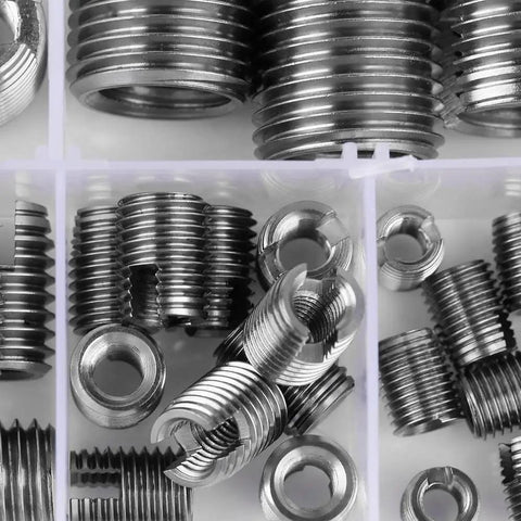 50 Pcs 302 Stainless Steel Inner Thread Self Tapping Thread Inserts Set For Metal Repair And Reinforcement in assorted sizes