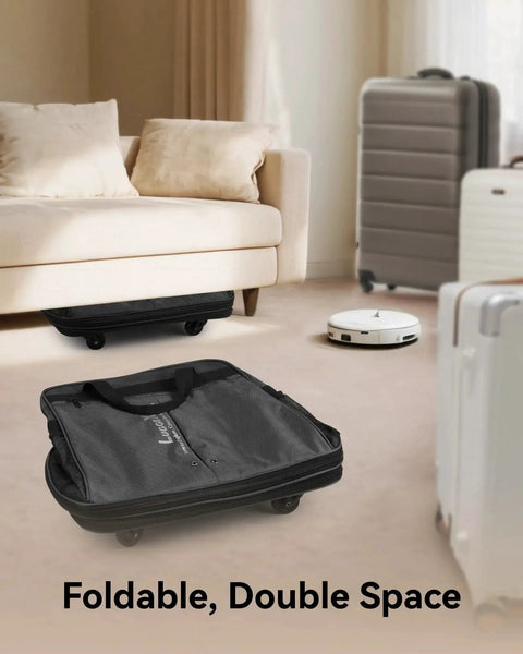 Expandable Rolling Duffel Bag With Spinner Wheels Lightweight Collapsible Luggage 55L-113L Capacity folded under a couch