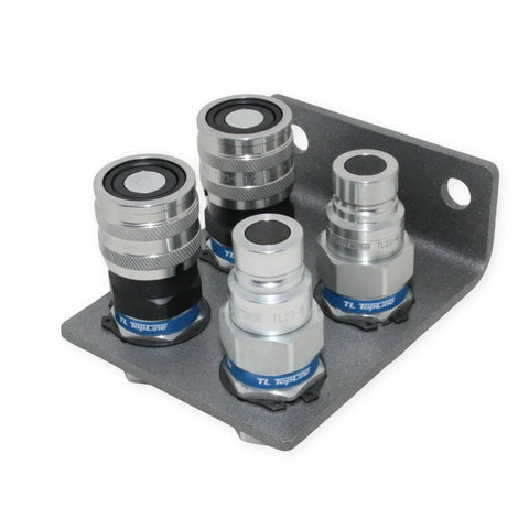 TL TopLine hydraulic quick-connect coupler set, flat-face, 1/2" NPT, ISO 16028, four heavy-duty steel connectors on mounting plate