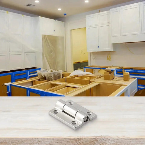 Silver metal adjustable torque cabinet hinge with four-hole flat base for 360° rotation