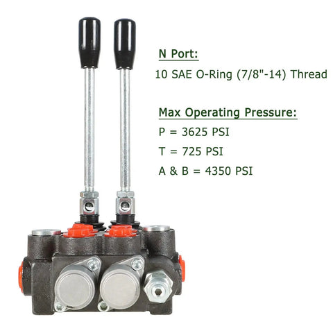 Double Acting Hydraulic Directional Control Valve With Joystick For Small Tractors, 2 Spool, 11 GPM, front view