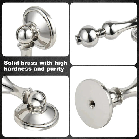 Solid Brass Cabinet Knobs With Polished Nickel Finish 2 Pack detailing design and solid base for dresser drawers and kitchen cabinets