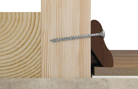 Power Fast II Wood Screws 4 X 25 Mm Box Of 60 for woodworking shown joining pieces of wood, triple threaded tip visible