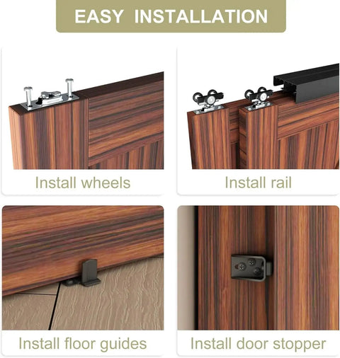 Heavy Duty Double Bypass Sliding Closet Door Track Kit Hardware For 48 Inch Pocket Door Rail Set installation steps