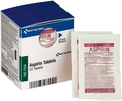 Aspirin Refill Pack For First Aid Kit, Single Serve Packets, box with 10 packets, quick relief for headache, fever reducer.
